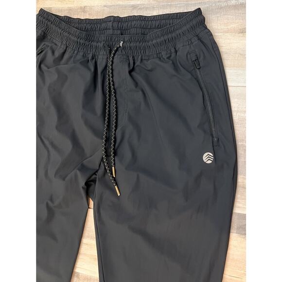 Solaris Men’s LG Active Wear Joggers Nylon Spandex‎ Black Zip Pockets Drawstring - Picture 4 of 8